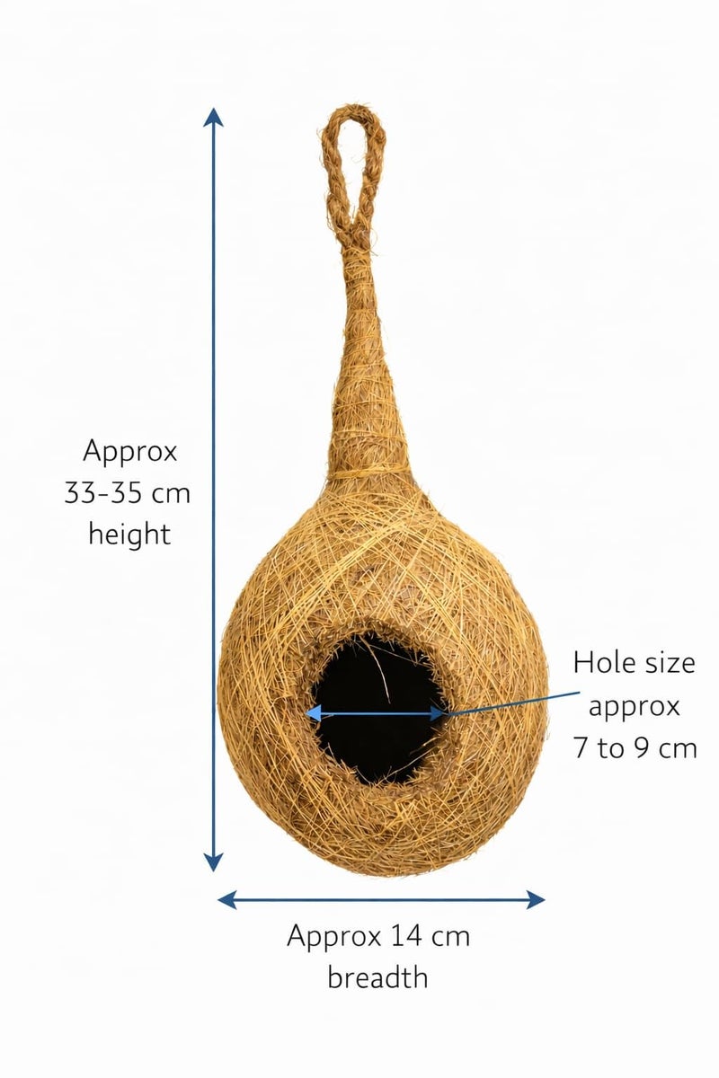 Omiyage Handcrafted Jute Bird Nest for Cages, breeding, Wild Birds - Cozy Haven for All Medium,Small Birds Like Sparrows, Finches & Java Sparrows (1 Nest) - Image 2