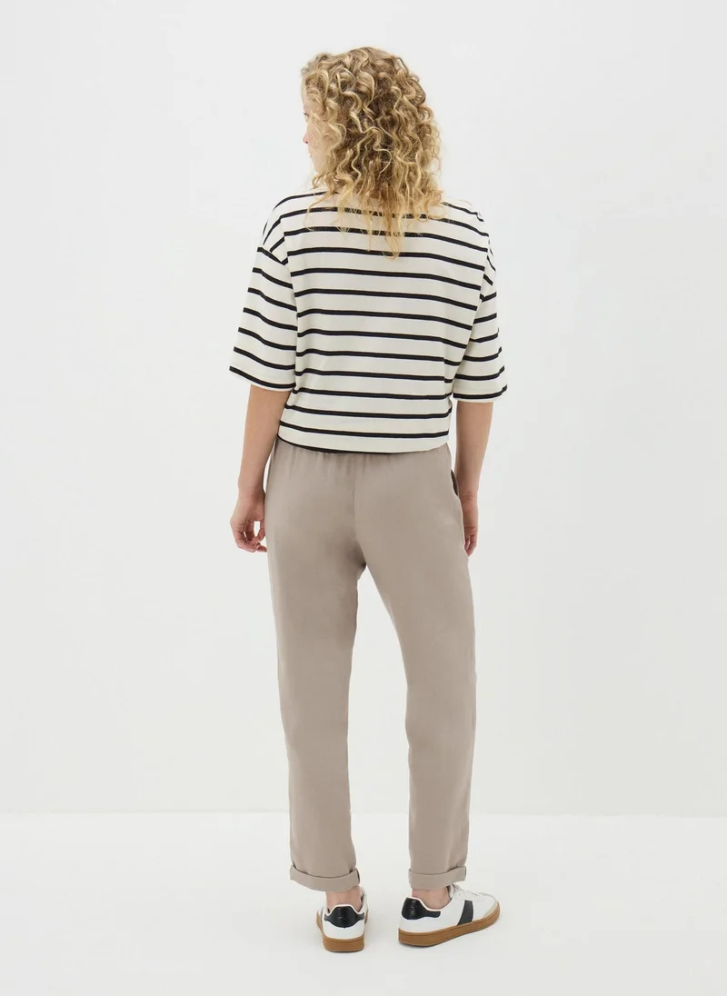 Matalan Taupe Linen Blend Tapered Trousers
