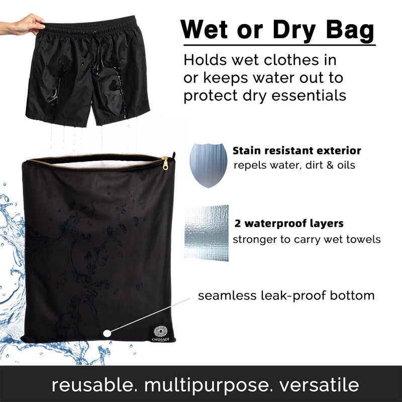 Ornadi Wet Gym Clothes Bag Waterproof Antimicrobial Sack Inhibits Bacteria & Odor from Dirty Laundry, Swimsuits, Sweaty Shoes for Smell Proof Travel 14 X 17.5" Made in USA by Ornadi - Image 4