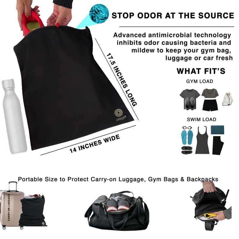 Ornadi Wet Gym Clothes Bag Waterproof Antimicrobial Sack Inhibits Bacteria & Odor from Dirty Laundry, Swimsuits, Sweaty Shoes for Smell Proof Travel 14 X 17.5" Made in USA by Ornadi - Image 2