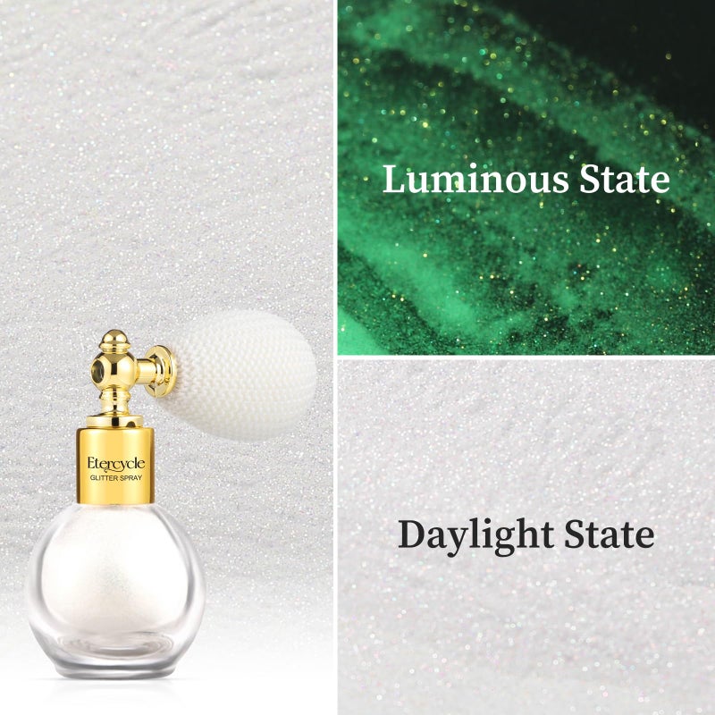 Etercycle Body Glitter Spray, Glow in The Dark Party Supplies Hair Glitter, Extra Fine Face Shimmer Powder UV Black Light Sparkly Glitter Gifts for Glow Party Halloween Easter Rave Accessories Makeup - Image 3