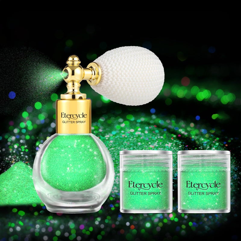Etercycle Body Glitter Spray, Glow in The Dark Party Supplies Hair Glitter, Extra Fine Face Shimmer Powder UV Black Light Sparkly Glitter Gifts for Glow Party Halloween Easter Rave Accessories Makeup - Image 1