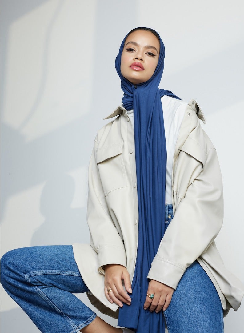MODEST BEYOND Organic Bamboo Jersey Hijab - Navy  - Image 5
