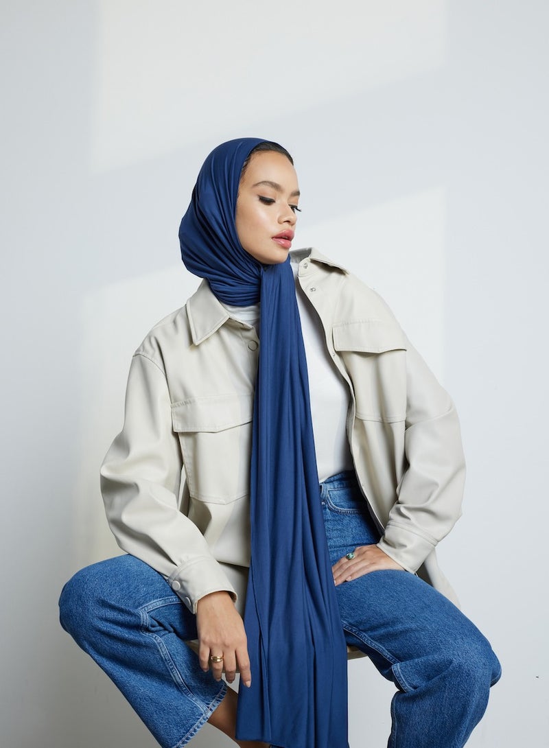 Organic Bamboo Jersey Hijab - Navy