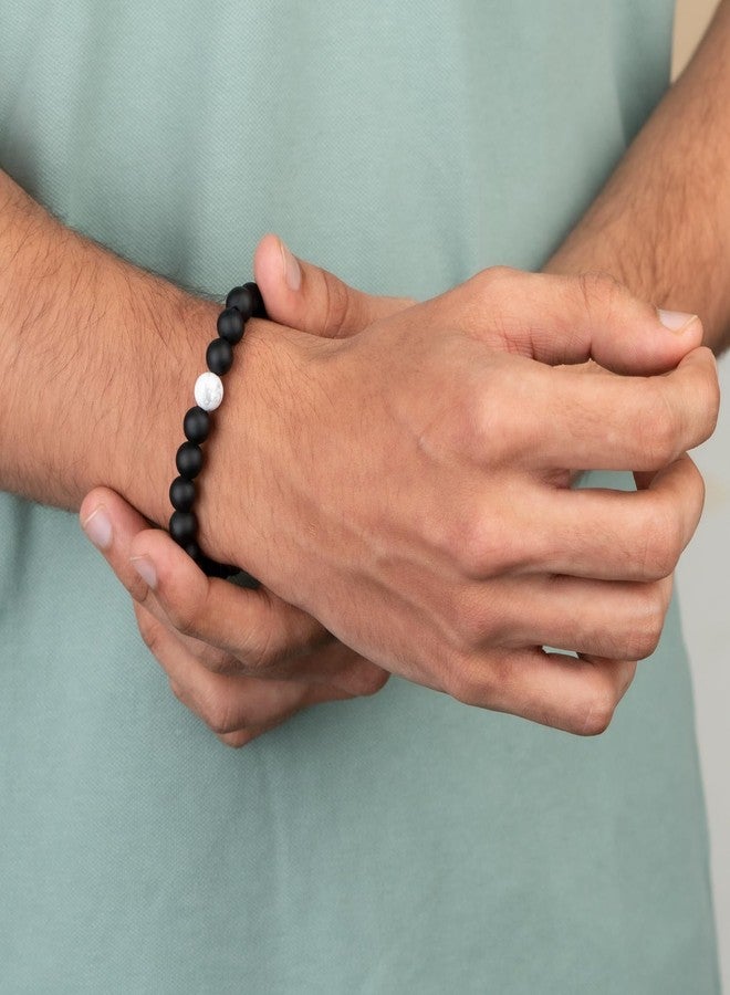Mesmerize Howlite and Onyx Bracelet Collection For Men and Women | Original Certified Natural Stones with Unisex Design | 8 mm size beads (Magsnap, XL) - Image 4