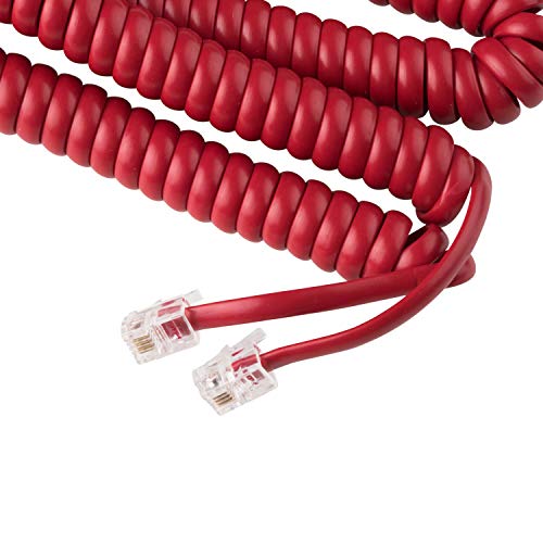 iSoHo Phones: Telephone Cord Handset Curly - Phone Color Crimson Red 25ft Long - Works on virtually All Trimline Style Phones and Princess Type Telephones - Landline Telephone Accessory - Image 2