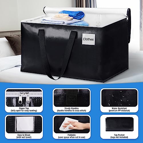 BlissTotes Collapsible Moving Bags - Heavy Duty Boxes with Zippers and Handles, Space Saving Packing Totes for Moving Supplies Storage (93L, 6-Pack, Black) - Image 4
