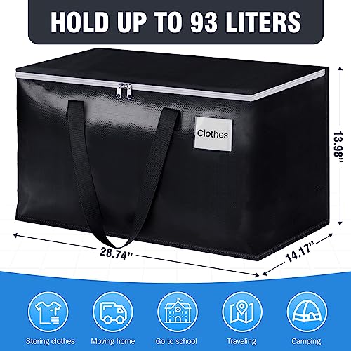 BlissTotes Collapsible Moving Bags - Heavy Duty Boxes with Zippers and Handles, Space Saving Packing Totes for Moving Supplies Storage (93L, 6-Pack, Black) - Image 2