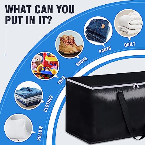BlissTotes Collapsible Moving Bags - Heavy Duty Boxes with Zippers and Handles, Space Saving Packing Totes for Moving Supplies Storage (93L, 6-Pack, Black) - Image 5