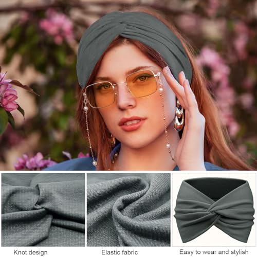 MAYCREATE® 3pcs Wide Hair Band for Women, Headband for Women Girls, Stretchy Hair Bands for Women, Twisted Knots Hair Wrap, Soft Dacron Turban Head Bands for Face Clean, Makeup, Yoga, Workout - Image 3