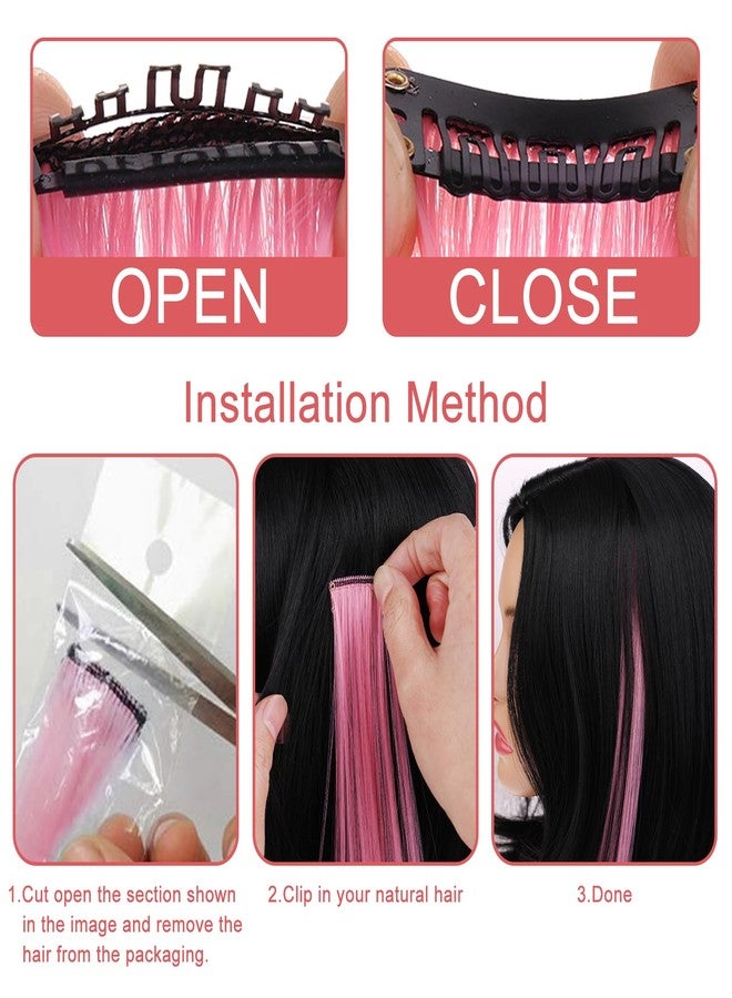 Leeven 22 Inch Grey Colored Hair Extensions Clip in 12PCS Long Straight Clip on Synthetic Hairpieces Colorful Party Highlights Hair Accessories Cosplay Christmas for Women Girl Kids - Image 5