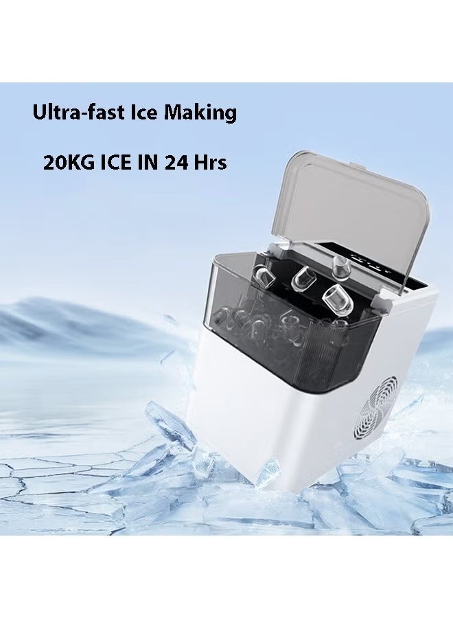 Rabos Portable Automatic Ice Maker,Ice Maker,Self-Cleaning Ice Maker,9 Cubes in 6 Mins, 26lbs/24Hrs, 2 Sizes of Bullet Ice for Home Kitchen Office Bar Party - Image 5