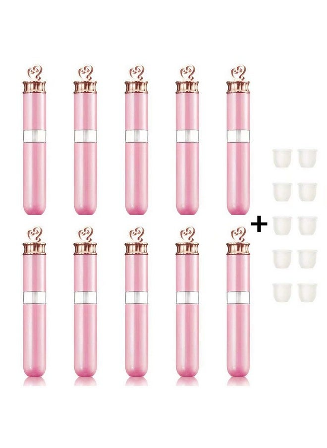 10 Pcs Empty Lip Gloss Tubes With Brush Wand Refillable Lip Oil Bottles Bulk Lip Balm Split Containers With 10 Rubber Stoppers For Diy Lip Glaze Make Up Sample 6Ml 11.5X1.8Cm