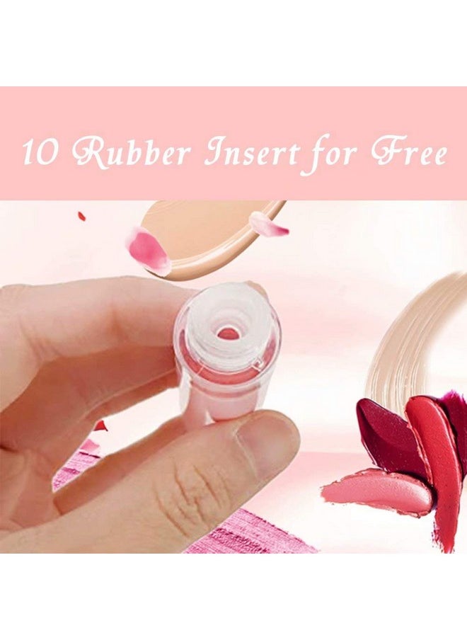 10 Pcs Empty Lip Gloss Tubes With Brush Wand Refillable Lip Oil Bottles Bulk Lip Balm Split Containers With 10 Rubber Stoppers For Diy Lip Glaze Make Up Sample 6Ml 11.5X1.8Cm
