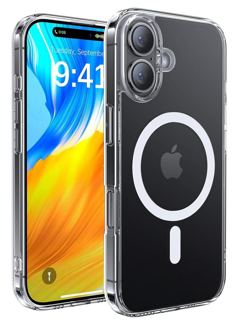 أكاليكس جراب مغناطيسي شفاف للغاية لهاتف iPhone 16، جراب مغناطيسي رفيع ومضاد للصدمات ومضاد للخدش بدرجة عسكرية، (شفاف) - Image 1