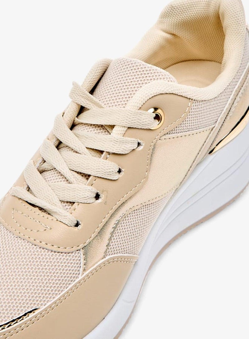 Flora Bella By Shoexpress Women Panelled Sneakers with Lace-Up Closure - Image 4