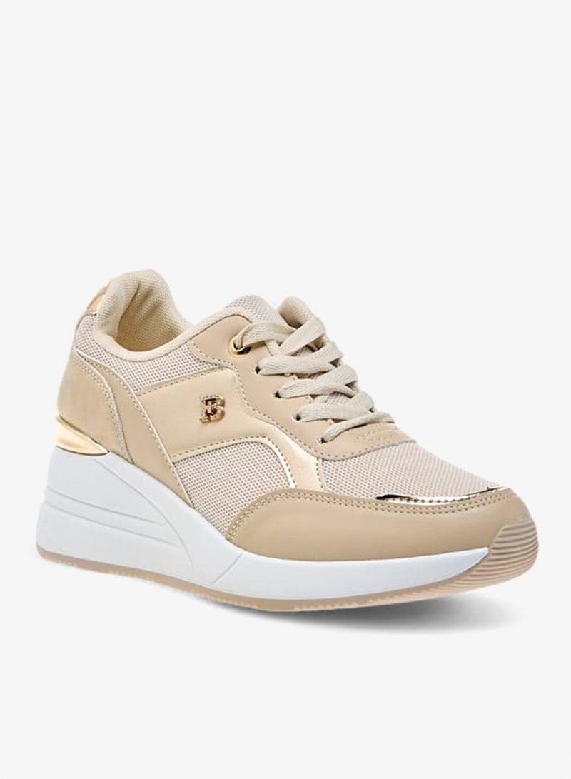 Flora Bella By Shoexpress Women Panelled Sneakers with Lace-Up Closure - Image 1