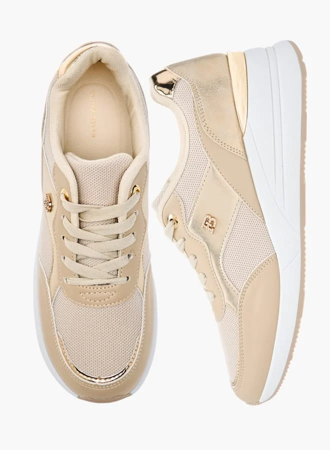 Flora Bella By Shoexpress Women Panelled Sneakers with Lace-Up Closure