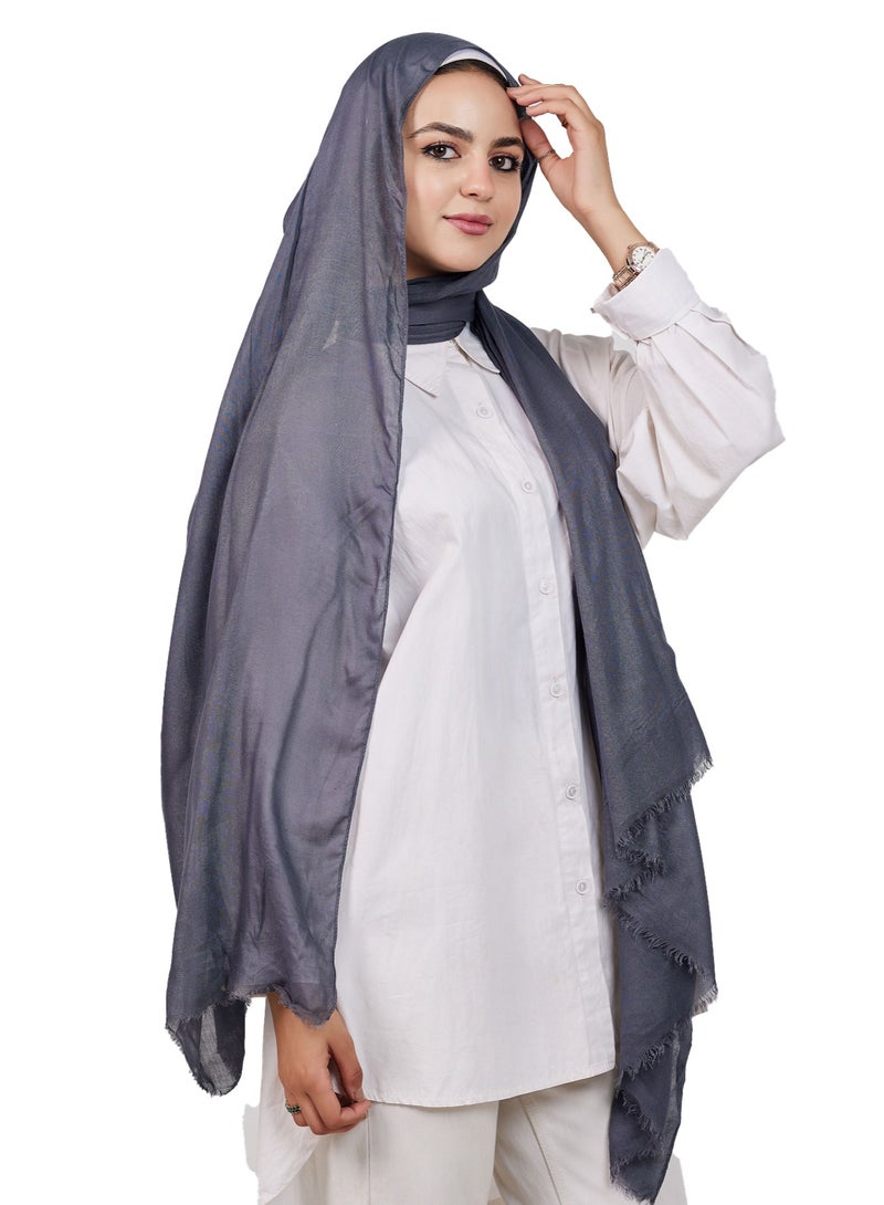 فلاور طرحة قطن مودال سادة - رمادي غامق - Image 2