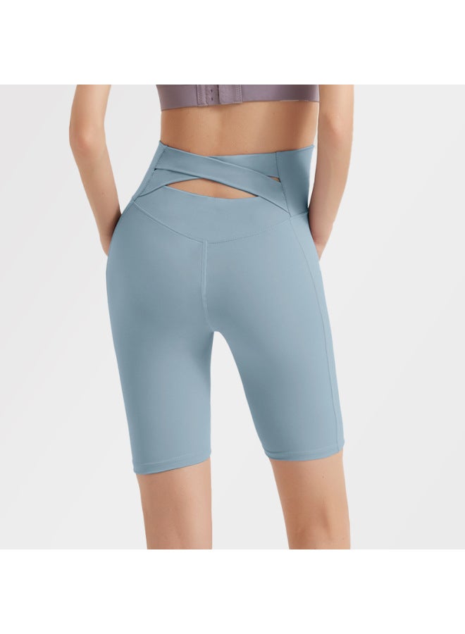 Lulu Women's Riding High Waist Cross No Embarrassment Line Naked Tight Exercise Fitness Five-point Yoga Pants Wa108