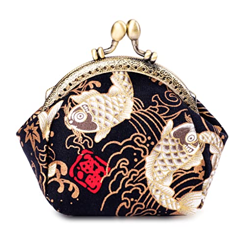 Oyachic Carp Coin Purse,Cute Change Purse,Lucky Coin Pouch,Small Wallet,Vintage Pouch Kiss Lock,Small Money Bag for Women - Image 1
