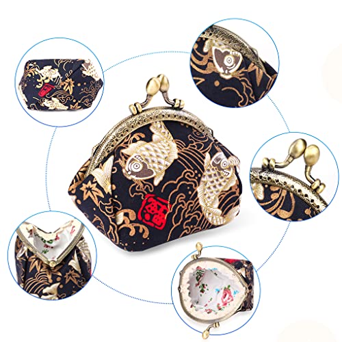 Oyachic Carp Coin Purse,Cute Change Purse,Lucky Coin Pouch,Small Wallet,Vintage Pouch Kiss Lock,Small Money Bag for Women - Image 2