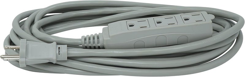 Woods Light Duty Extension Cord 20Ft 16 Gauge 3 Conductor 3 Outlet Cord SJTW Gray 2867 - Image 2