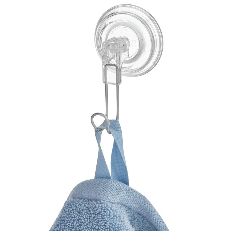 InterDesign REO PowerLock Suction Hooks for Wall for Kitchen Bathroom Bedroom Keys Bag Towels Stainless Steel - Image 2