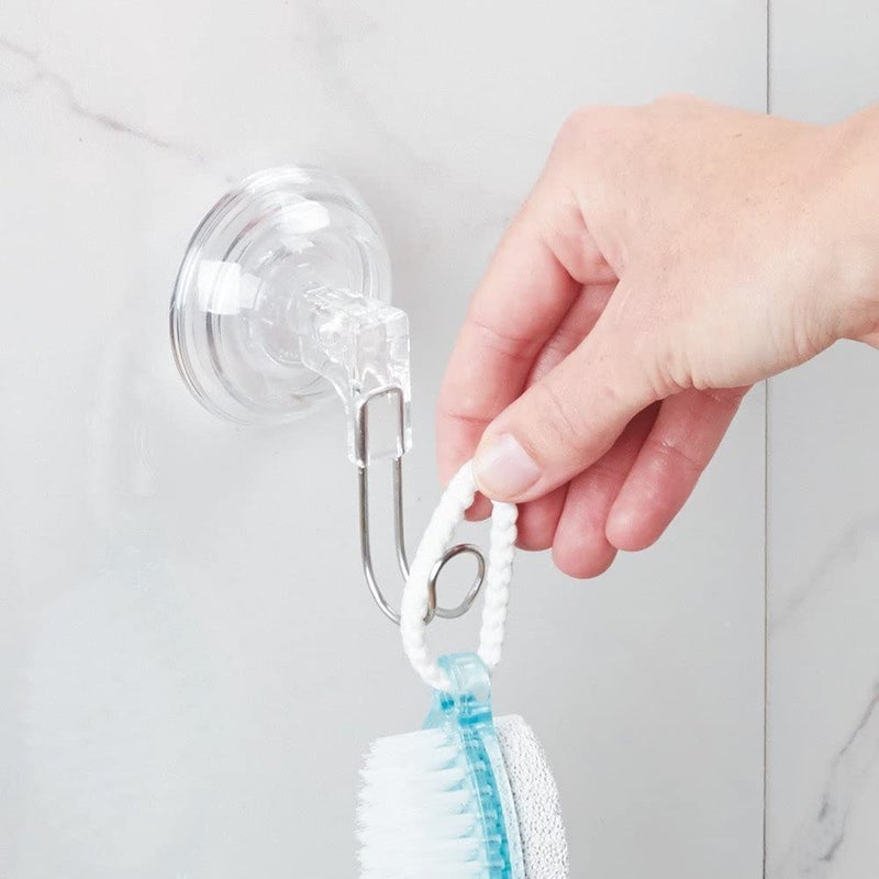 InterDesign REO PowerLock Suction Hooks for Wall for Kitchen Bathroom Bedroom Keys Bag Towels Stainless Steel - Image 5