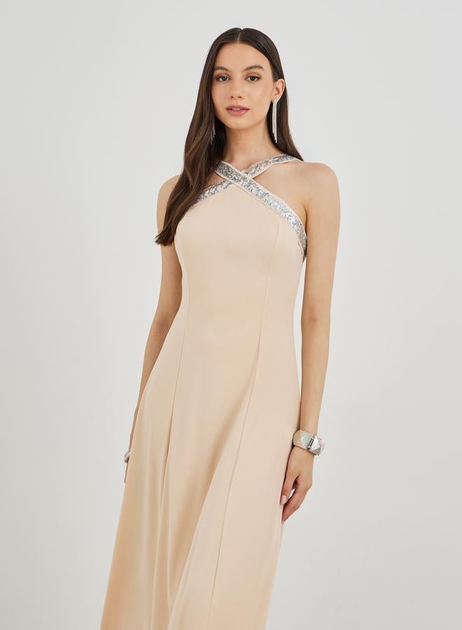 تايك تو فستان ماكسي بدون أكمام بتصميم - مزين - Image 3