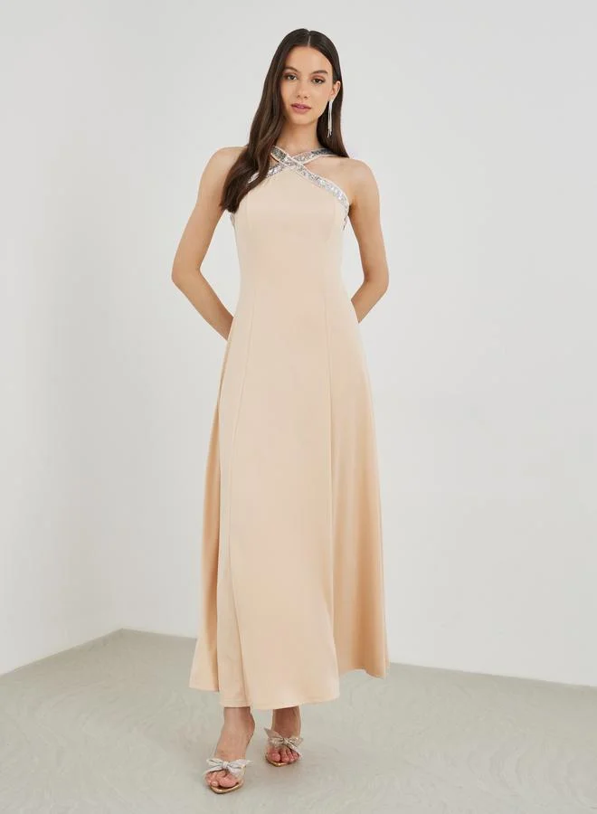 تايك تو Take Two Embellished Sleeveless A-Line Maxi Dress