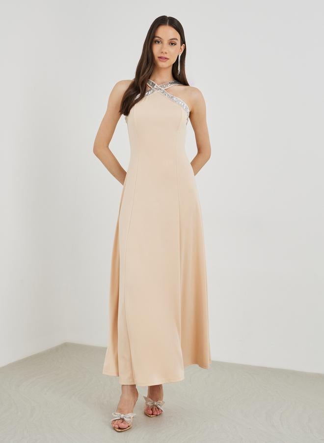تايك تو فستان ماكسي بدون أكمام بتصميم - مزين - Image 2