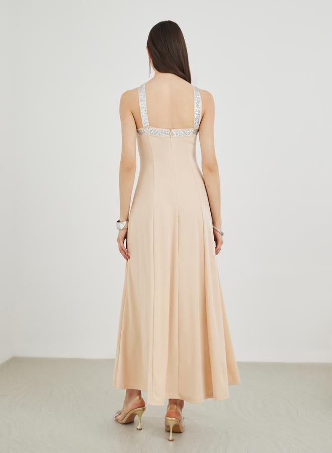 تايك تو فستان ماكسي بدون أكمام بتصميم - مزين - Image 5