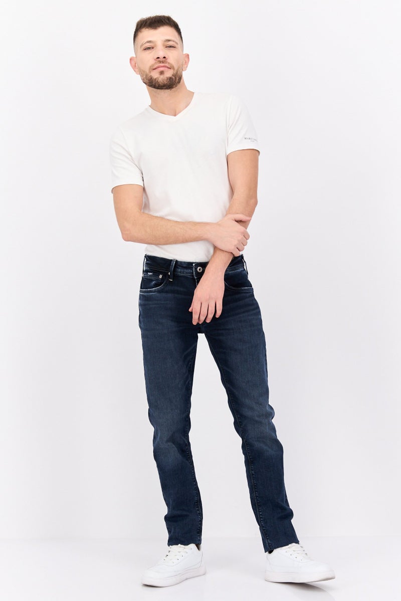 Pepe Jeans Men Taper Fit Washed Stretchable Denim Jeans, Navy - Image 4