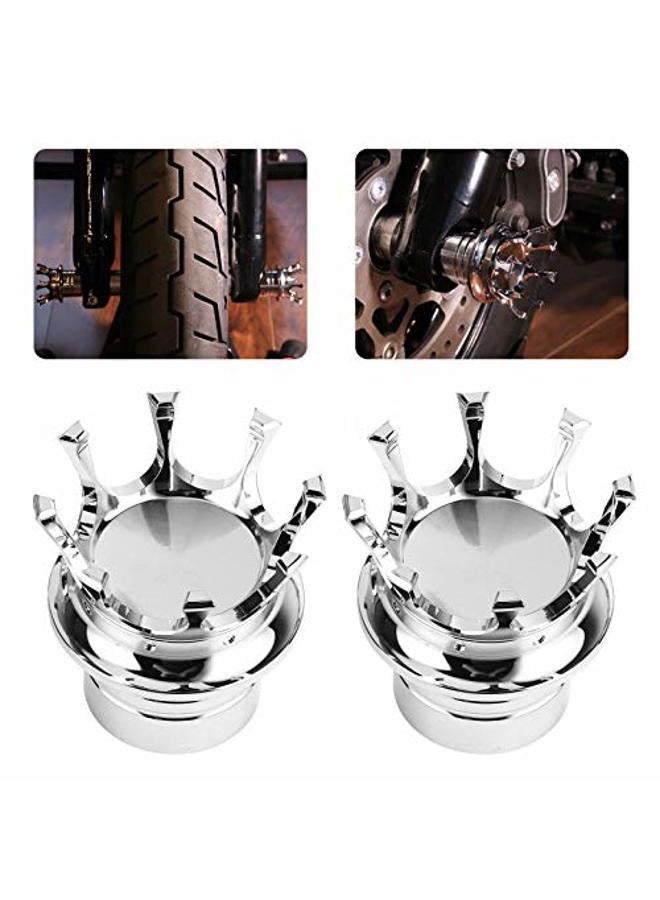Aramox Front Axle Nut Covers Caps Kit, 5 Colors Front Axle Nut Cap Covers Distinctive Crown Styling CNC Aluminum Alloy for Motorbike Modification(Chrome) - Image 4