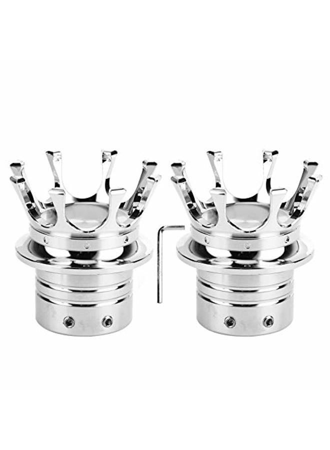 Aramox Front Axle Nut Covers Caps Kit, 5 Colors Front Axle Nut Cap Covers Distinctive Crown Styling CNC Aluminum Alloy for Motorbike Modification(Chrome) - Image 1
