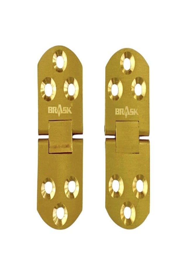 BRASK Solid Brass Flip Top Hinges, Table Hinges, Folding Hinges, Flap Hinges 180 Degree with Lock, Hinges for Sewing Machines, Folding Tables, Computer Desk & Butler Tray (12, Golden Satin) - Image 2