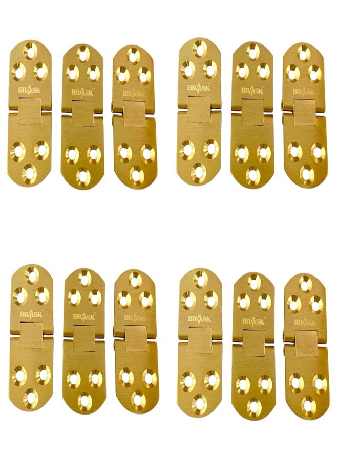 BRASK Solid Brass Flip Top Hinges, Table Hinges, Folding Hinges, Flap Hinges 180 Degree with Lock, Hinges for Sewing Machines, Folding Tables, Computer Desk & Butler Tray (12, Golden Satin) - Image 1