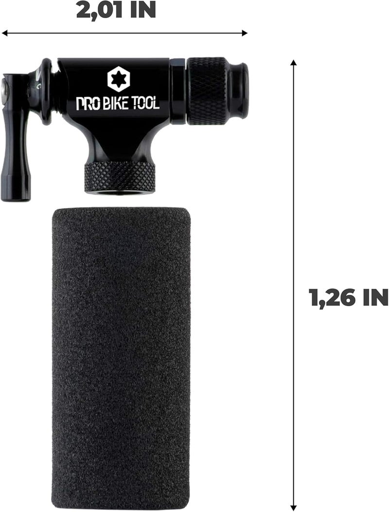 Pro Bike Tool CO2 Inflator Quick & Easy - Presta & Schrader Valve Compatible - Bicycle Tyre Pump for Road & Mountain Bikes - Insulated Sleeve - No CO2 Cartridges Included - Image 2