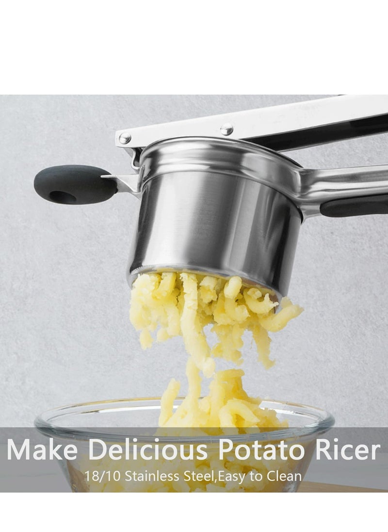 Oasisgalore - Manual Potato Ricer - Stainless Steel with Easy-Grip Silicone Handles and 3 Interchangeable Discs. - Image 1