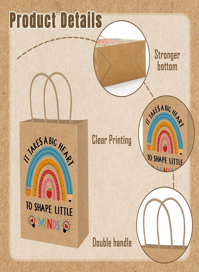 Whaline 24 Pcs Teacher Appreciation Kraft Paper Bags with 30 Sheets Tissue Paper Pencil Rainbow Candy Treat Bags with Handles for Teachers' Day Back to School Party Favors Supplies - Image 3