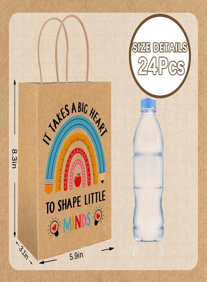 Whaline 24 Pcs Teacher Appreciation Kraft Paper Bags with 30 Sheets Tissue Paper Pencil Rainbow Candy Treat Bags with Handles for Teachers' Day Back to School Party Favors Supplies - Image 2