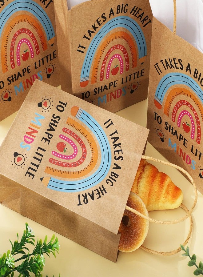 Whaline 24 Pcs Teacher Appreciation Kraft Paper Bags with 30 Sheets Tissue Paper Pencil Rainbow Candy Treat Bags with Handles for Teachers' Day Back to School Party Favors Supplies - Image 5