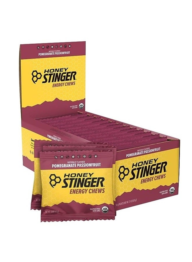 Honey Stinger Organic Pomegranate Passionfruit Energy Chew | Gluten Free & Caffeine Free | For Exercise, Running and Performance | Sports Nutrition for Home & Gym, Pre and Mid Workout | 12 Pack - Image 1