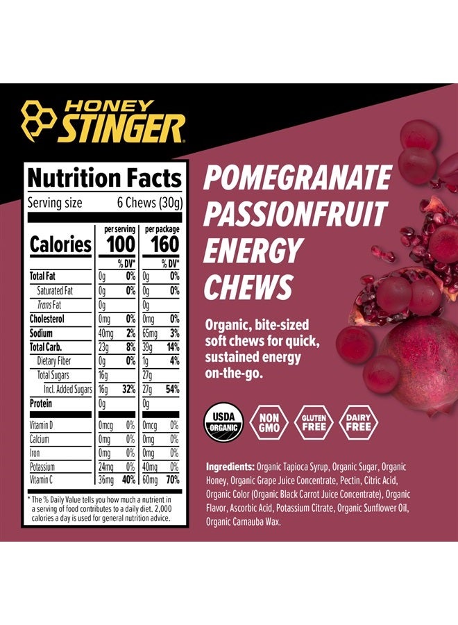 Honey Stinger Organic Pomegranate Passionfruit Energy Chew | Gluten Free & Caffeine Free | For Exercise, Running and Performance | Sports Nutrition for Home & Gym, Pre and Mid Workout | 12 Pack - Image 3