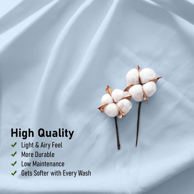 RUVANTI 100% Cotton Sheets â€“ Full Size Percale Bedding, Cooling & Breathable, Durable with a Crisp, Soft & Comfortable Feel, 16" Deep Pocket, 4-Piece Set, Baby Blue - Image 5
