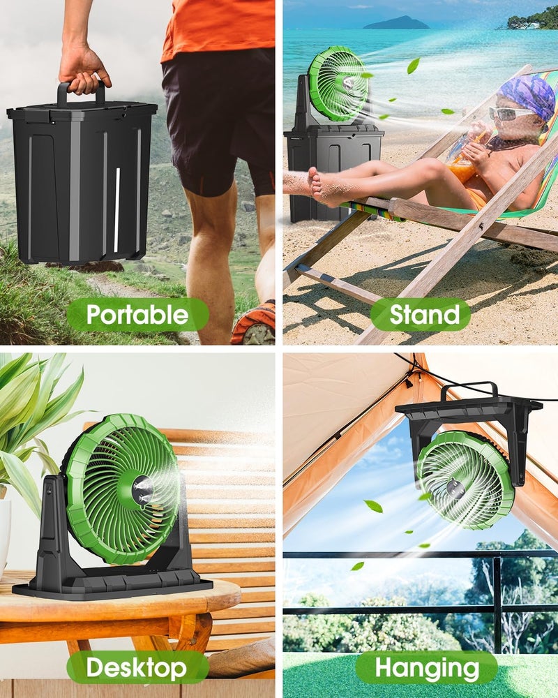 Ausic Portable Misting Fan - 9L Bucket, 10-inch Outdoor Fan, 20000mAh USB Rechargeable Battery, 3 Speeds, 3 Spray Mister - Image 5