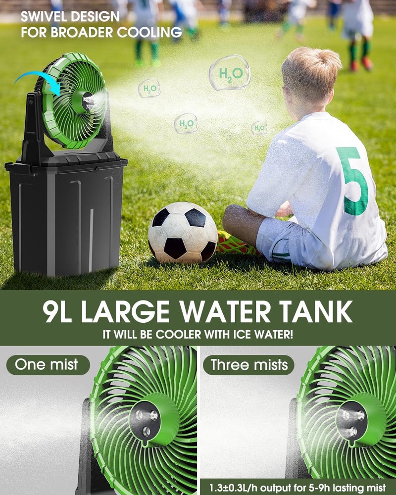 Ausic Portable Misting Fan - 9L Bucket, 10-inch Outdoor Fan, 20000mAh USB Rechargeable Battery, 3 Speeds, 3 Spray Mister - Image 3