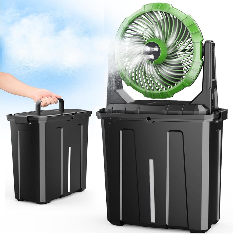Ausic Portable Misting Fan - 9L Bucket, 10-inch Outdoor Fan, 20000mAh USB Rechargeable Battery, 3 Speeds, 3 Spray Mister - Image 1