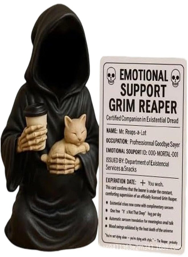 Gorbgle Halloween Decor, Gothic Decor Mysterious Resin Statue with Cat, Black Robe Spooky Figurines, Goth Sculptures Table Centerpiece for Home Office, Desk, Mantel, Bookshelf, Indoor Decorations - Image 1